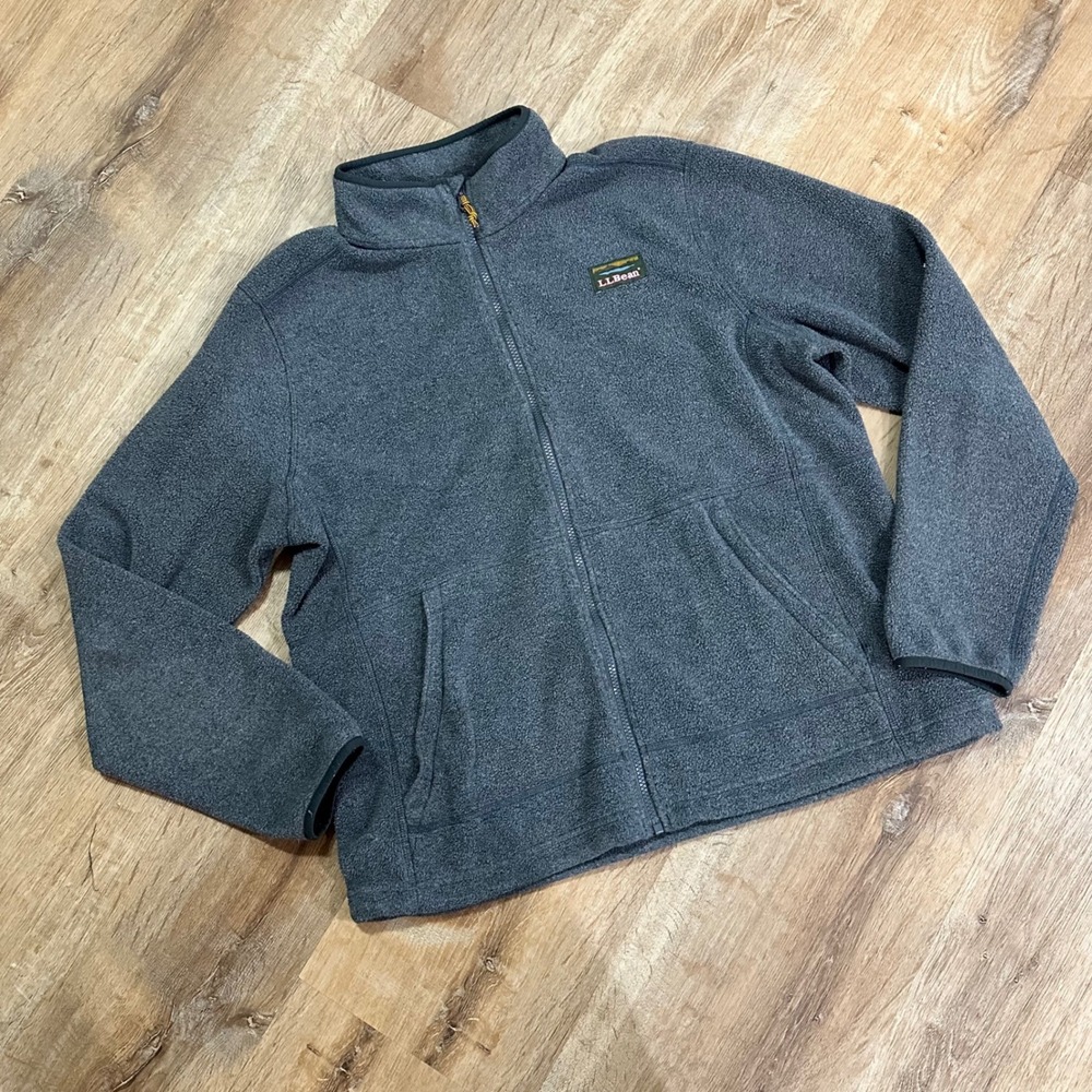 L.L. BEAN | Men's Gray Heathered Fleece Full Zip Classic Fleece Jacket,‎ Size L